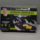 Guga Foods Ultimate Griddle Kit Set- Transform Any Grill or Stove, Includes Cast Iron Griddle with Detachable Handle, Stainless Steel Angled & Straight Edge Spatulas, For Cooking Indoor Or Outdoor