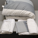 Litanika Light Blue Comforter King Size Set, 3 Pieces Bedding Set, Blue White Colorblock Stripe (104x90In Comforter & 2 Pillowcases)