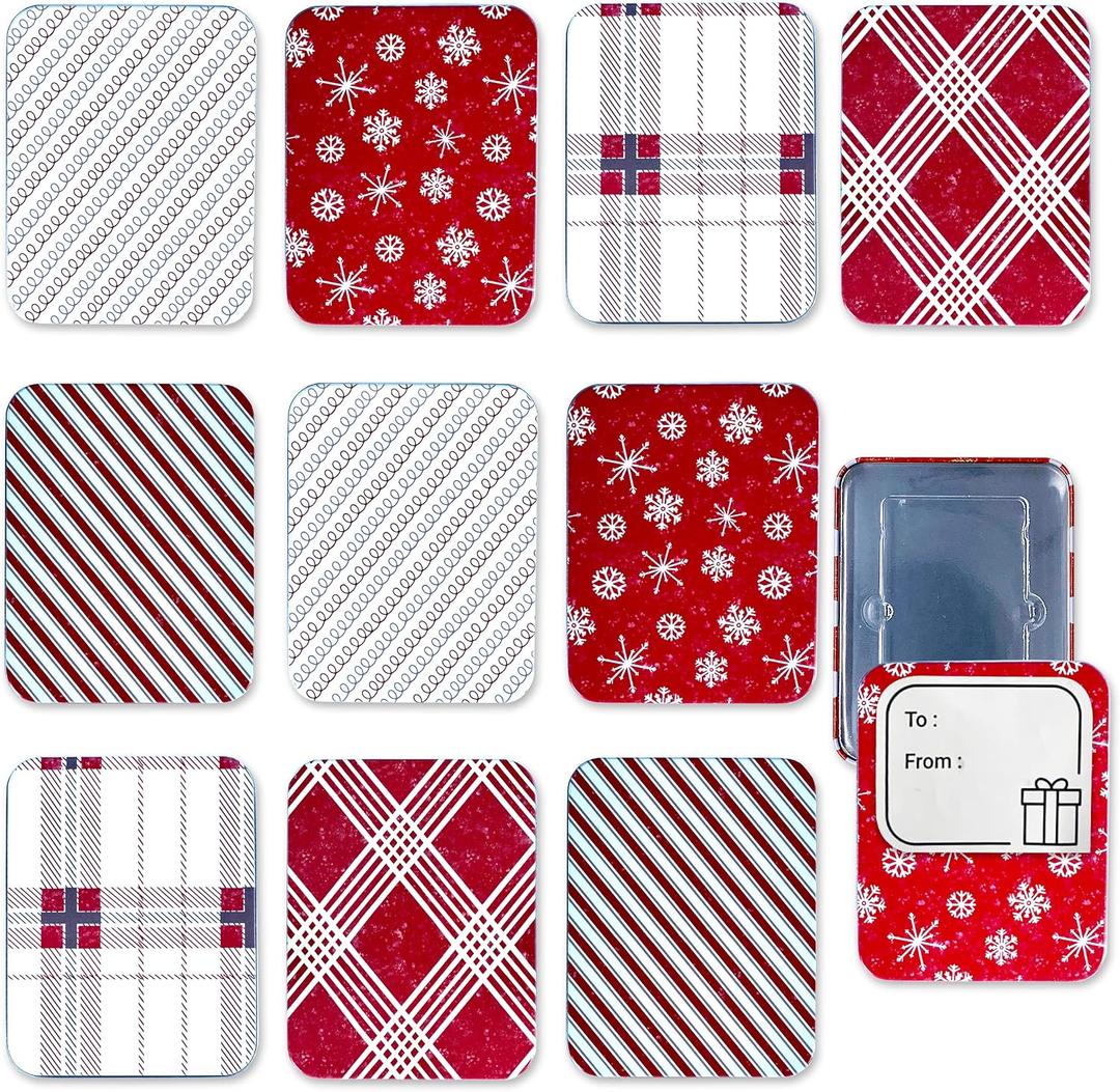 Gift Card Holder Tin Boxes for Christmas - 10 Unique Tins Holders with Lids for Gift Cards & Money - Perfect for Birthday Easter Valentines Any Holiday - Custom Red White Boxed for Easy Gift Giving
