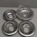 Stove Burner Covers,Chrome Replacement Drip Pans for Frigidaire Kenmore 316048413 and 316048414,4 pcs (3x6" and 1x8")