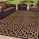 SAND MINE Reversible Mats, Plastic Straw Rug, Modern Area Rug, Large Floor Mat and Rug for Outdoors, RV, Patio, Backyard, Deck, Picnic, Beach, Camping, Trailer, Black & Brown, 9' x 18'