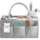 PUTSKA Baby Diaper Caddy Organizer - Nursery Storage Basket for Diaper Station, Baby Basket Shower Gift List and Registry Must-Have, Newborn Essentials, Nursery Decor for Boy or Girl - Grey, Large