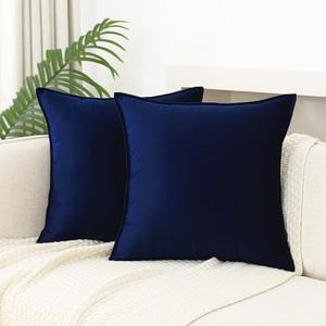 JIAHANNHA Velvet Navy Blue Throw Pillow Covers 18x18 Inches Pack of 2 Soft Decorative Square Cushion Covers for Couch Sofa Bed Livingroom Car,45x45Cm
