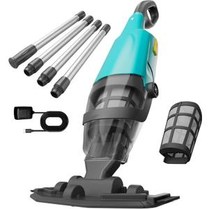 Pool Vacuum for Above Ground Pool, 18GPM Powerful Suction/87” Extension Pole/60Mins Runtime, Spot Fast Cleaning Cordless Handheld Pool Vacuum Cleaner for Spas Inground Above Ground Pool Vacuums