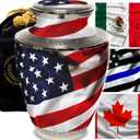 Commemorative Cremation Urns for Human Ashes Adult Male Urn for Ashes for Men - Personalized Decorative Urns - Patriotic and Military Urn Handcrafted for Veteran (Large American Flag)