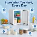 Mini Fridge for Bedroom - 6 Liter/8 Can Portable Refrigerator for Car, Office, Dorm - Quiet Cooler & Warmer for Food, Drinks, Makeup & Skincare - AC/DC Power Supply
