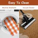 OJIA 2PCS Fall Door Mat Combo Set Halloween Doormat, 3'x5' Orange & White Buffalo Plaid Outdoor Rug and Polyester Welcome Mat Porch Decor Layered Doormat, Autumn Outdoor Door Mats Outside Entrance