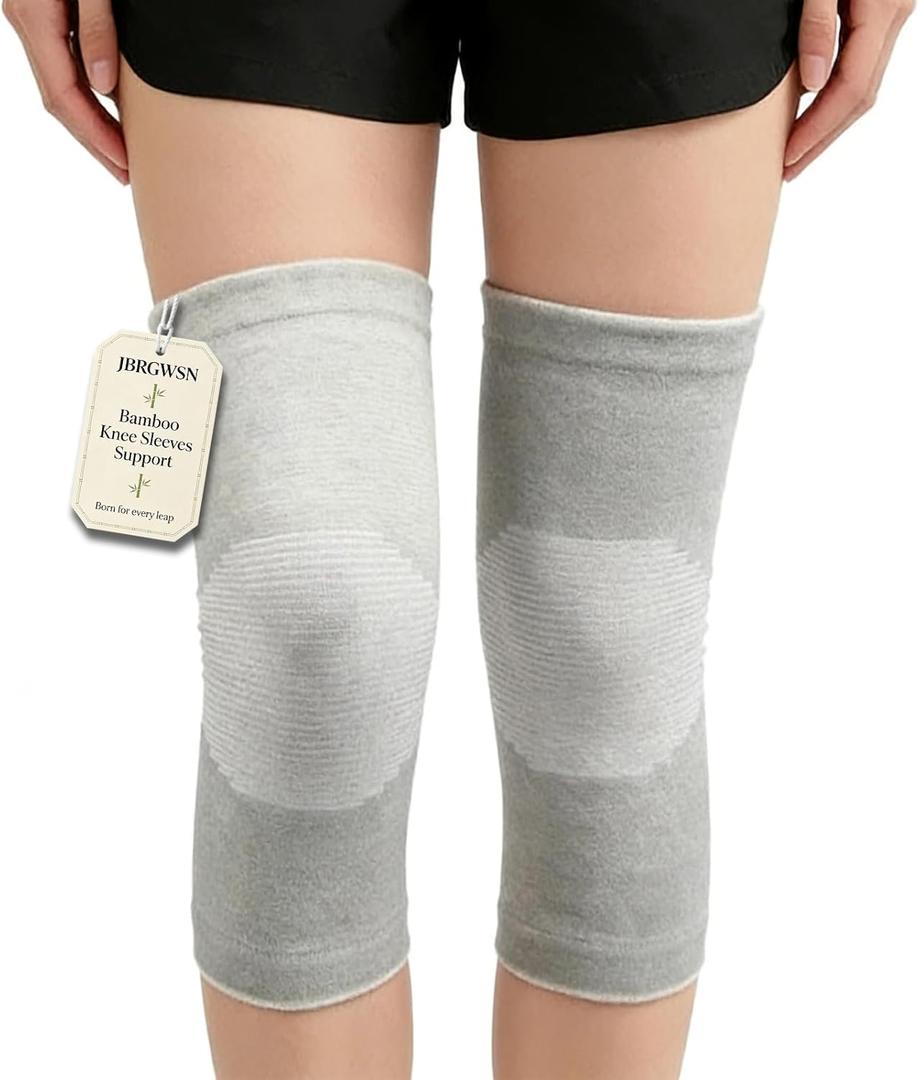 Knee Sleeves For Women Bamboo Pair Compression Leg Brace Pain Arthritis Plus Size Wraps Relief Running Sleeping Under Soft Elastic Vendas Para Rodillas Protector Gym Mujer Rodilleras Weightlifting(Gray,XX-Large)