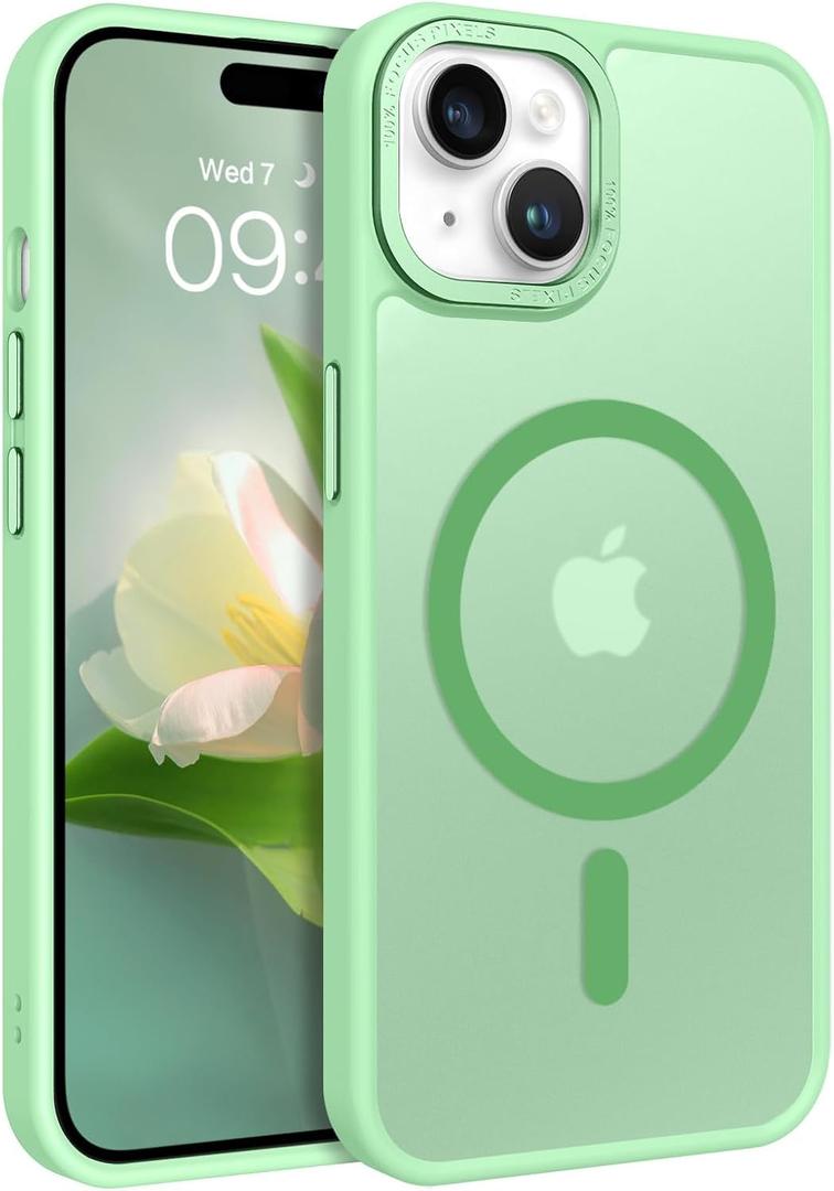 BENTOBEN for iPhone 15 Case, for iPhone15 Phone Case Compatible with MagSafe, Translucent Matte Magnetic Cover Shockproof Women Girl Protective Cute Case for iPhone 15 6.1", Mint Matcha Green