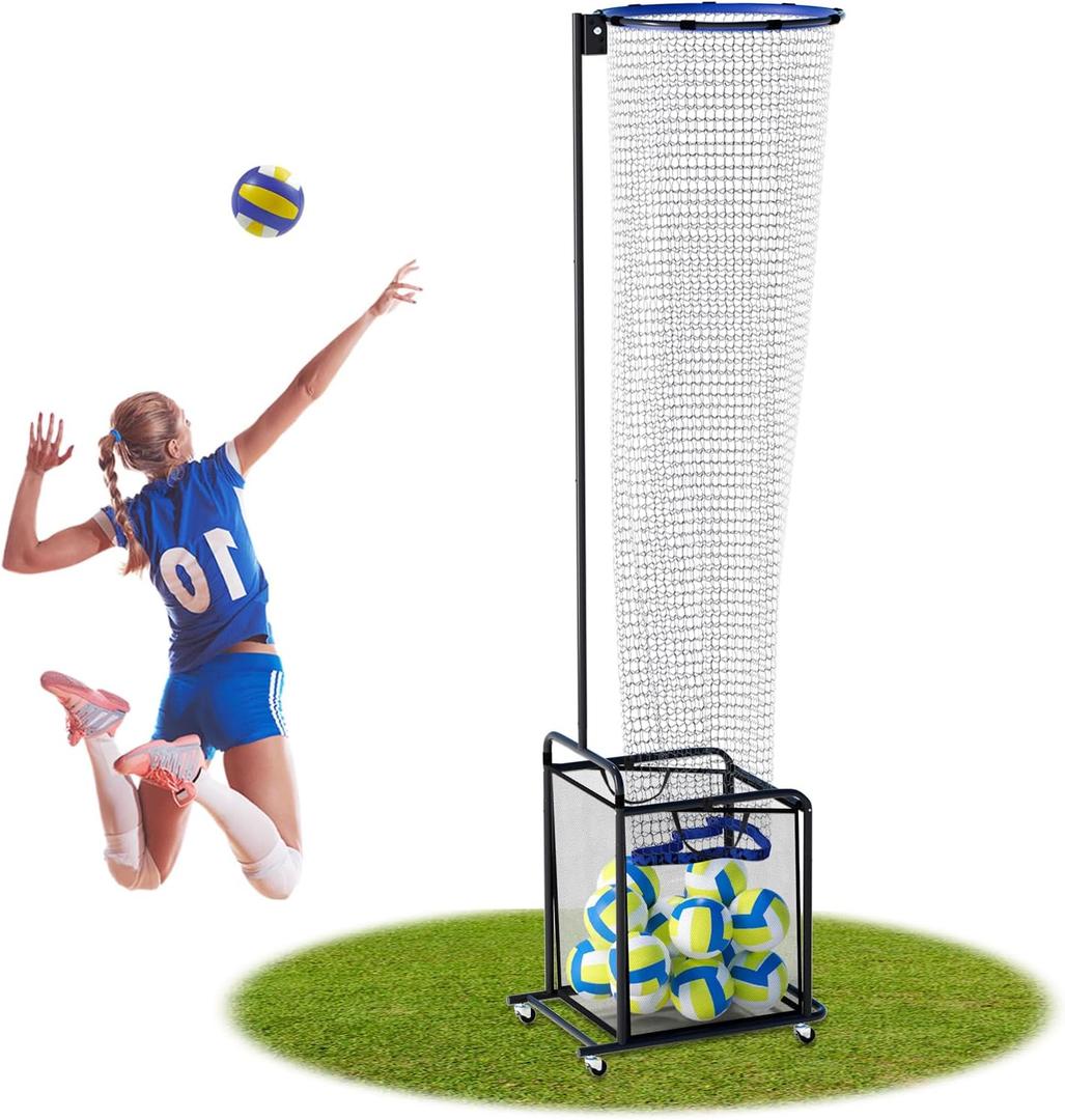 Volleyball Setter Trainer Net Adjustable Height and Angle Home Volleyball Trainer Net with Wheels and Collection Bag Volleyball Training Equipment for Both Indoor and Outdoor Training