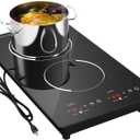 12 Induction Cooktop, Double Induction Cooktop 2 Burner 110v-120v Electric Stove Top, Countertop and Built-in, 9 Power Levels, Child Lock, 120 Mins Timer (Black)