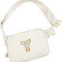 Belt Bag Crossbody Bags for Girls Women - Gifts for 8 9 10 11 12 13 Year Old Girl - Teen Birthday Gifts - Small Waist Packs Trendy Kids Fanny Pack - Initial White Y,Cream Bag