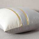 WACOMECO Velvet Throw Pillow Covers - Pack of 2 Soft Decorative Cushion Covers Cases with Gold Leather for Sofa Bedroom Livingroom Car, 18 x 18 in, Grey and White