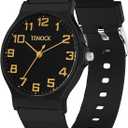 TENOCK Kids Analog Watch for Boys and Girls, 30M Water Resistant (3ATM), Sports Watch with Thin Dial & Soft Band, Easy to Read for Ages 515 – Perfect Birthday Christmas Gift for Kids (LightBlack)