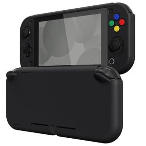 eXtremeRate PlayVital Black Protective Grip Case for Nintendo Switch Lite, Hard Cover Protector for Nintendo Switch Lite - Screen Protector & Thumb Grips & Buttons Caps Stickers Included