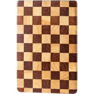 Linwnil End Grain Cutting Board 14.2"L x 9.5", Heavy Duty Acacia/Rubber Wood Cutting Board For Kitchen, Flippable Serving Board For Meat, Bread & Fruits, Rectangle14.2"L x 9.5"