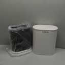 1.8 Gallons Small White Bathroom Trash Can with Lid, Slim Bathroom Garbage Bin, Removable Liner Bucket, Dog Proof Trash Can with Pop-Up Lid for Bedroom, Toilet