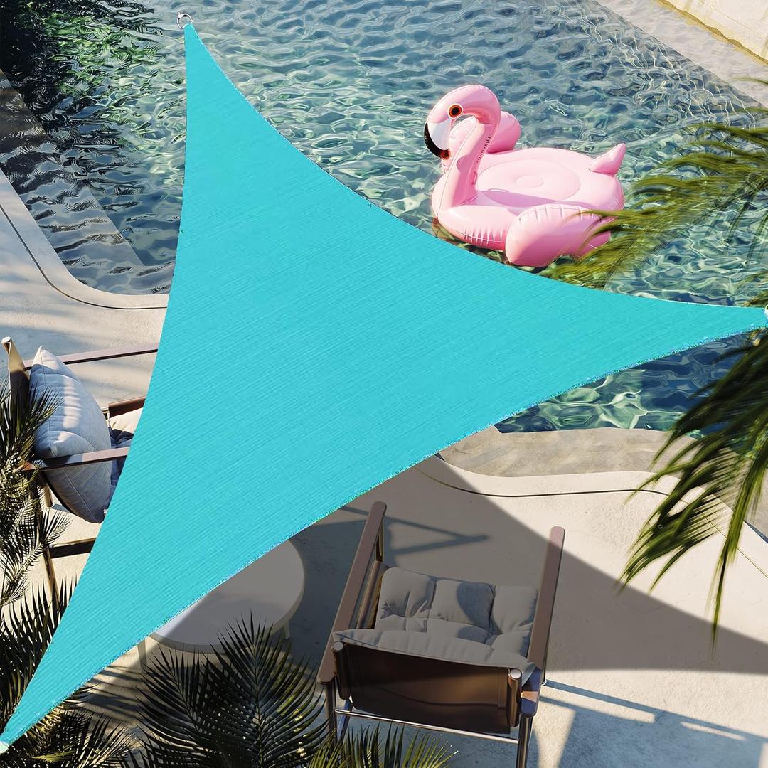 10' x 10' x 10' Turquoise Triangle Sun Shade Sail Canopy Durable Fabric UV Block Awning Custom