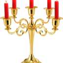 YOUEON 5 Arm Gold Candelabra, Candelabra Candle Holder, 10 Inch Tall Candlesticks Holder, Elegant Taper Candle Holder Centerpiece for Wedding, Church, Halloween, Dining, Home Decor