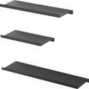 SRIWATANA Black Floating Shelves, Metal Wall Shelves Set of 3 for Bedroom, Living Room, Bathroom, Kitchen, Matte Black