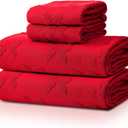 Peryiter 4 Pcs Christmas Red Bow Hand Towels and Bath Towels Set for Bathroom 100% Cotton Absorbent Decorative Jacquard Weave Coquette Bathroom Decoration Preppy Bath Decoration Gift