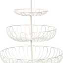 Juvale Countertop Fruit Bowl 3-Tier Wire Fruit Basket - 18.25 in Tall, White Metal, Classic Round Style - Space-Saving Kitchen Organizer & Produce Stand with Tool-Free Assembly & Carry Handle