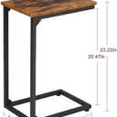 AMHANCIBLE C Shaped End Tables, TV Trays Set of 2 for Living Room, Slide Under Couch Table for Sofa, Bedroom, Small Space, Rustic Brown HET02CBR