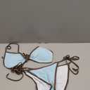 Zuvebamyo Women's Color Block Triangle Bikini Sets Two Piece String Swimsuit Spaghetti Strap Bathing Suits (Blue, M)