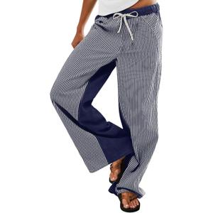 Low Rise Striped Pants for Women Pull On Drawstring Boho Wide Leg Jeans Trendy 2025 (Large, Darkblue) Low Rise Striped Pants for Women Pull On Drawstring Boho Wide Leg Jeans Trendy 2025 (Large, Darkblue)