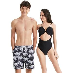 PATPAT Matching Swimsuits for Couples - One Piece Tummy Control High Waisted Bathing Suit and Swim Trunks Swimwear Set M
