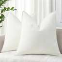 decorUhome Couch Throw Pillow Covers 20x20 Set of 2, Decorative Soft Euro Neutral Chenille Pillow Covers with Elegant Design for Sofa Bed Living Room Home Decor, Cream White