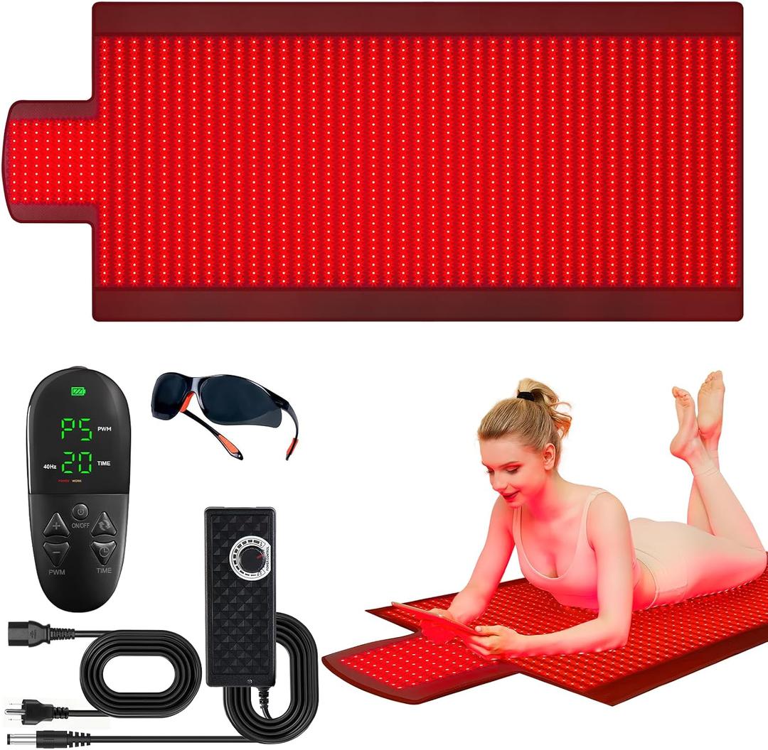 Extra Large Red Light Therapy Mat, High-Density LEDs Full Body Red Light Therapy, 660nm & 850nm Dual Wavelengths, Foldable Red Light Therapy Blanket with Timer, 76.8" x 33.4"