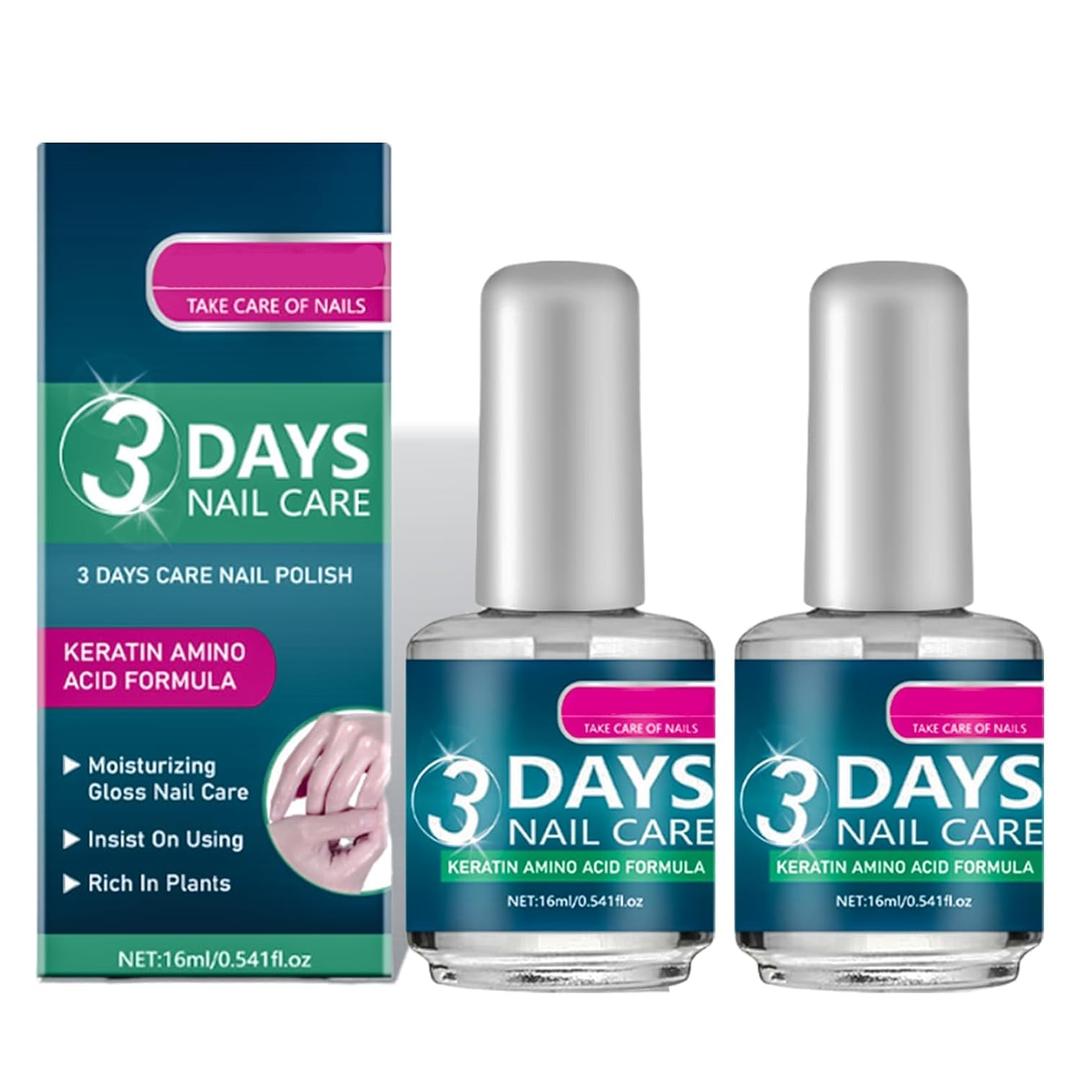 3 Days Nail Care, Keratin & Amino Acid Clear Nail Treatment Oil, Moisturizing and Conditioning, for Dry, Weak & Fragile Nails, 16ml/0.56oz (2PCS)