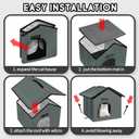 Rest-Eazzzy Cat House for Outdoor Cats, Weatherproof and Insulated Feral Cat House with Mat and Clip, Easy to Put Together, Selfwarming Cat Shelter for Winter(Grey, Waterproof House-S)