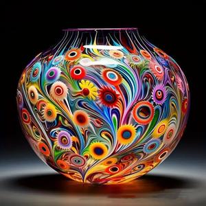 5D DIY Diamond Painting Kits,Round Vase Drill Diamond Art Kits for Adults Beginner, Perfect for Home Wall Decor and Gift