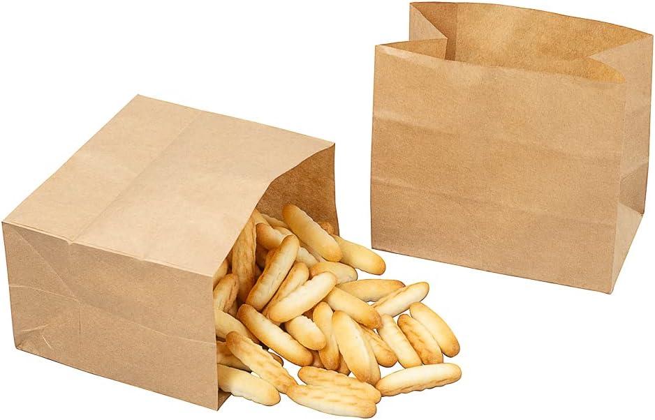 Restaurantware-Bag Tek 4.25" x 2.5" x 3.75" Paper Bags For Snacks Pack of 100 Large Paper Bags For Foods - Disposable, Flat-Bottom, Sustainable, Kraft Snack Pouches, Microwavable, Freezable