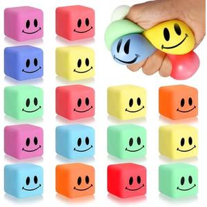 16 Pack Mini Slow Rising Stress Cube, Square Fidget Ice Cube Stress Balls, Stretchy Fidget Toy for Anxiety Stress Relief, Classroom Prize Cube Squishies for Adults Kids Children Teens Party Favors