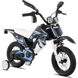 KEANO Motocross Style Kids Bike for Boys Girls Ages 2-4 Years, 12 Inch Bikes with Training Wheels and Number Plate, Toddler Bike Children Bicycles Blue