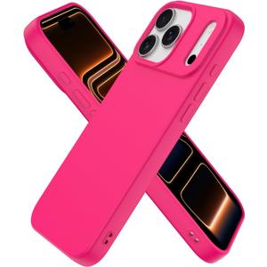 2 x Compatible with iPhone 17 Pro Case, Shockproof Liquid Silicone Protective Phone Case with Soft Anti-Scratch Microfiber Lining Ultra Slim Drop Protection Phone Cover(Rose Red)
