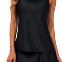 SEAFORM Women's Two-Piece Tankini Swimsuits Tummy Control Bathing Suits False Two-Piece Tankini Top with Swim Dress for Women (Black)