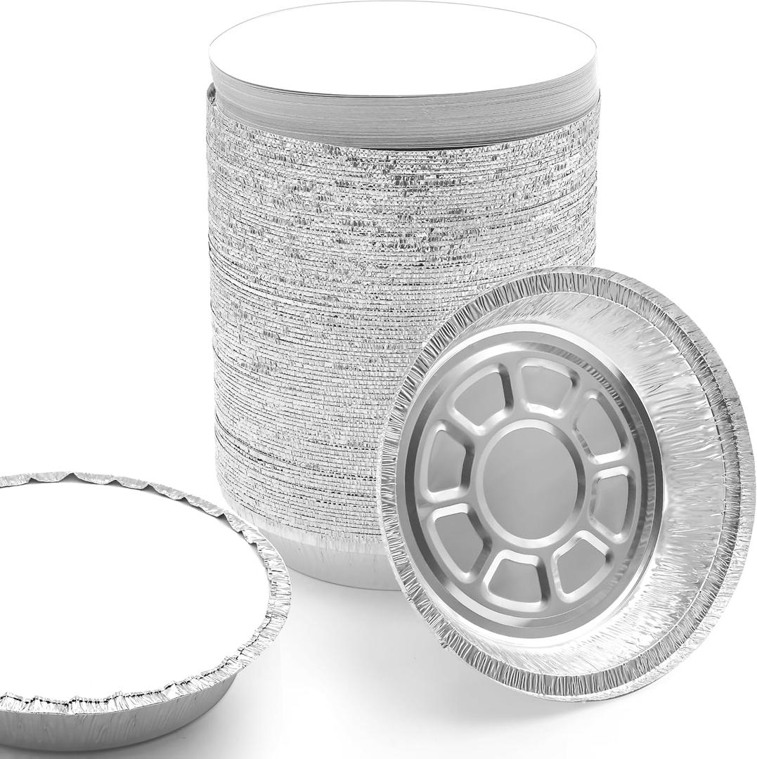 Spare Essentials (55 Pack) 7" Round Foil Pans with Lids - Small Aluminum Pans - Freezer & Oven Safe Round Aluminum Pans with Lids - Takeout Containers for Baking, Roasting, Air Fryer Food Storage