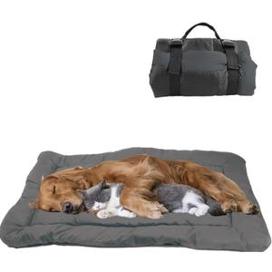 YOFANG 36"x25" Outdoor Travel Dog Bed,Portable Crate Mat Waterproof Anti-Slip, Kennel Pad Washable,Pet Camping Beds Ripstop 1600D Nylon Fabric,Easy to Clean for for Large Medium Dogs or Cats,Grey