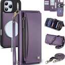 Wallet Case for iPhone 17 Pro with Card Holder/Crossbody Wallet/Strap,[RFID Blocking][Magnetic] PU Leather Phone Case for iPhone 17 Pro,6.3 in,Purple