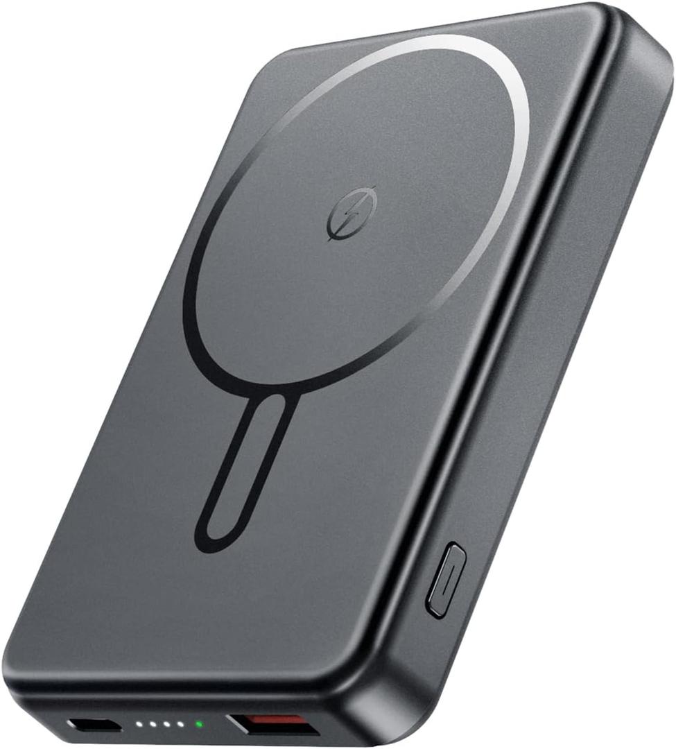 for Magsafe Battery Pack 12000mAh Magnetic Power Bank Portable Charger USB C 20W Fast Charging Wireless Charger Travel Essential for iPhone 16/15/14/13/12 Series Grey