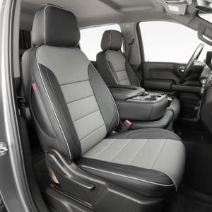 EKR Silverado Seat Covers Custom Fit for (Crew Cab) 2019-2026 Chevrolet Silverado 1500/1500 Limited/HD 2500/3500, Rear Row W/No Armrest,Faux Leather(Black/Gray)