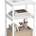 VASAGLE Side Table, Small End Table, Tall Nightstand for Living Room, Bedroom, Office, Bathroom, White ULET273W14