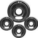 4 Pack Black Drip Pans, Compatible with Whirpool Kenmore Frigirate Stove Top Drip Bowls. Include 3 Pcs 6'' Range Replacement Drip Pans and 1 Pcs 8 '' Cooktop Drip Pans