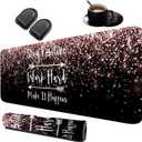 Extended Game XXL Desktop Pad+Mouse Wrist Cushion+Coaster Suite, Non -Slip Rubber Base Mouse Pad and Suture Edge, Memory Foam Wrist Rest Support, Stay Positive Work Hard and Make It Happen (FOK-FO2-Mouse-18)