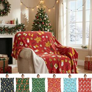 6 Pack Christmas Throws Blanket Bulk Christmas Flannel Blanket Xmas Lightweight Throw Soft Warm Fluffy Plush Quilt for Living Room Couch Dorm, 40 x 50 Inches