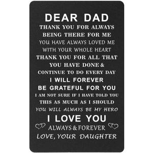 4 x TGCNQ Dad Gifts, Christmas Card for Dad from Daughter, Engraved Metal Wallet Card for Birthday Fathers Day
